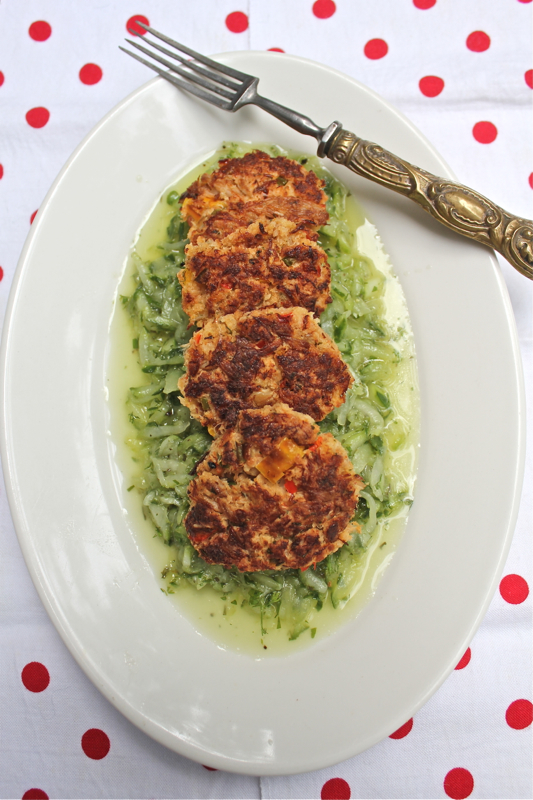 Crab Cakes with Cucumber Salad 3v